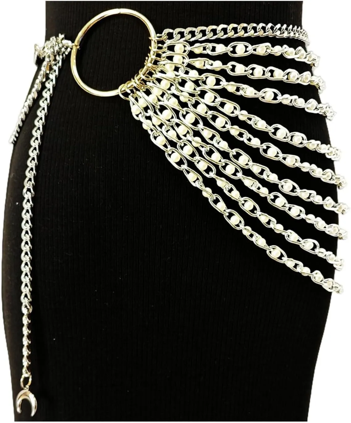 THREEBOY Women Apparel Belts Fashion Sexy Multilayer Metal Pearl Waist Chain Belt