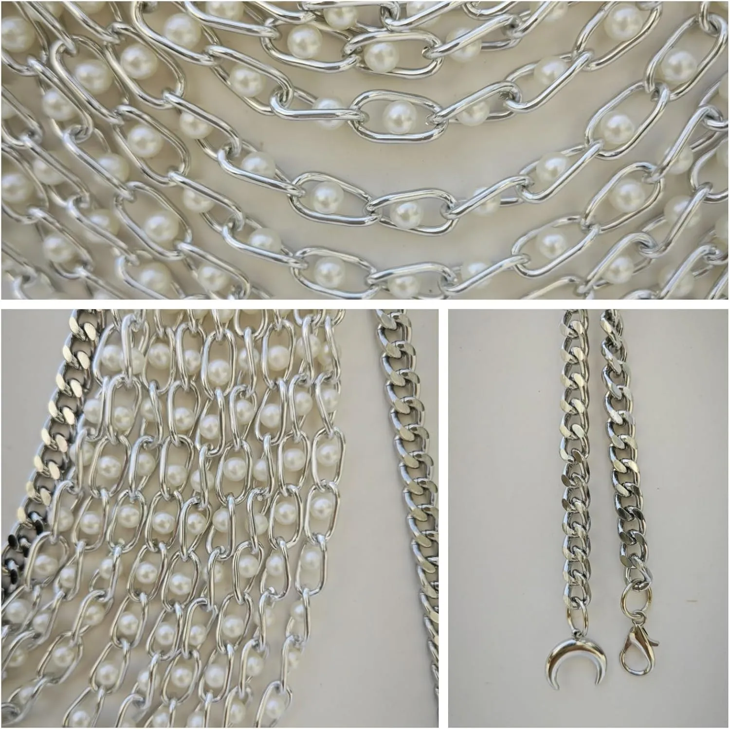 THREEBOY Women Apparel Belts Fashion Sexy Multilayer Metal Pearl Waist Chain Belt