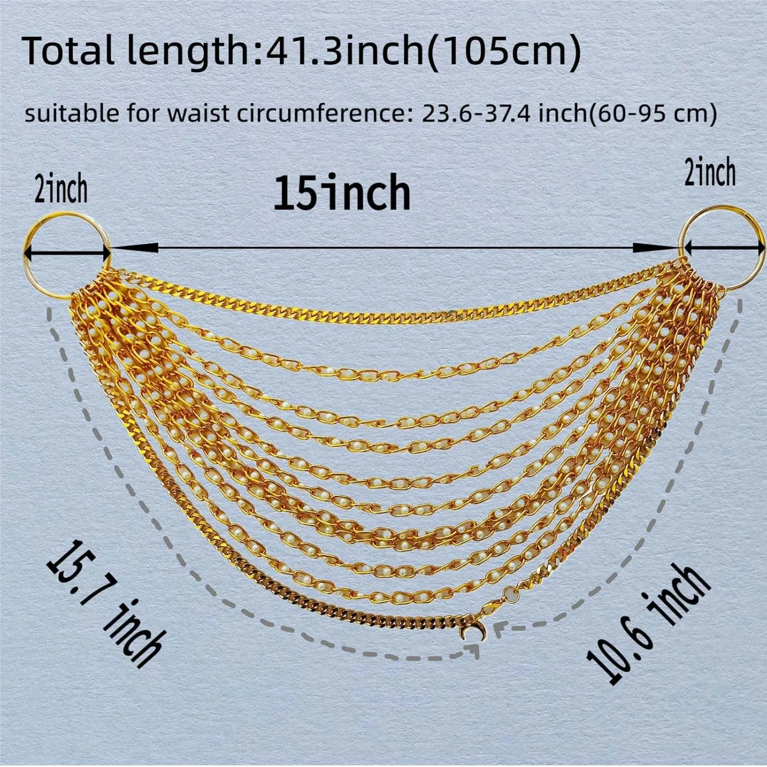 THREEBOY Women Apparel Belts Fashion Sexy Multilayer Metal Pearl Waist Chain Belt
