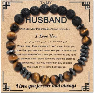 To Mens Gifts Handmade Beaded I Love You Morse Code Bracelets for Men Anniversary Birthday Christmas Graduation Gifts for Best Friend Son Boyfriend