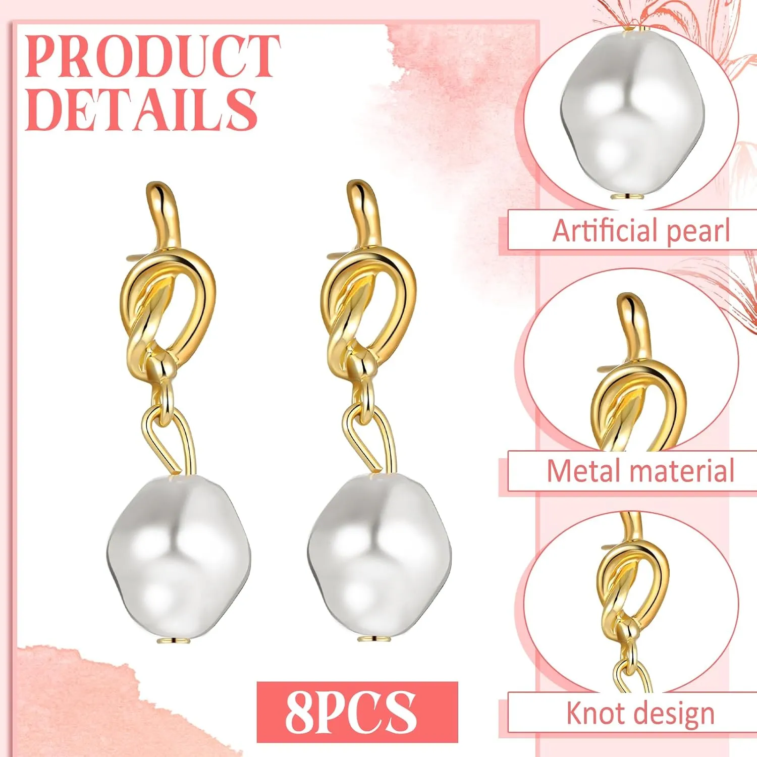 Tondiamo 8 Sets Bridesmaids Gifts Bridesmaid Pearl Jewelry Bridesmaid Knot Pearl Earrings and Linen Cotton Small Drawstring Bags Wedding Bridesmaids Gifts I Couldn't Tie the Knot Without You