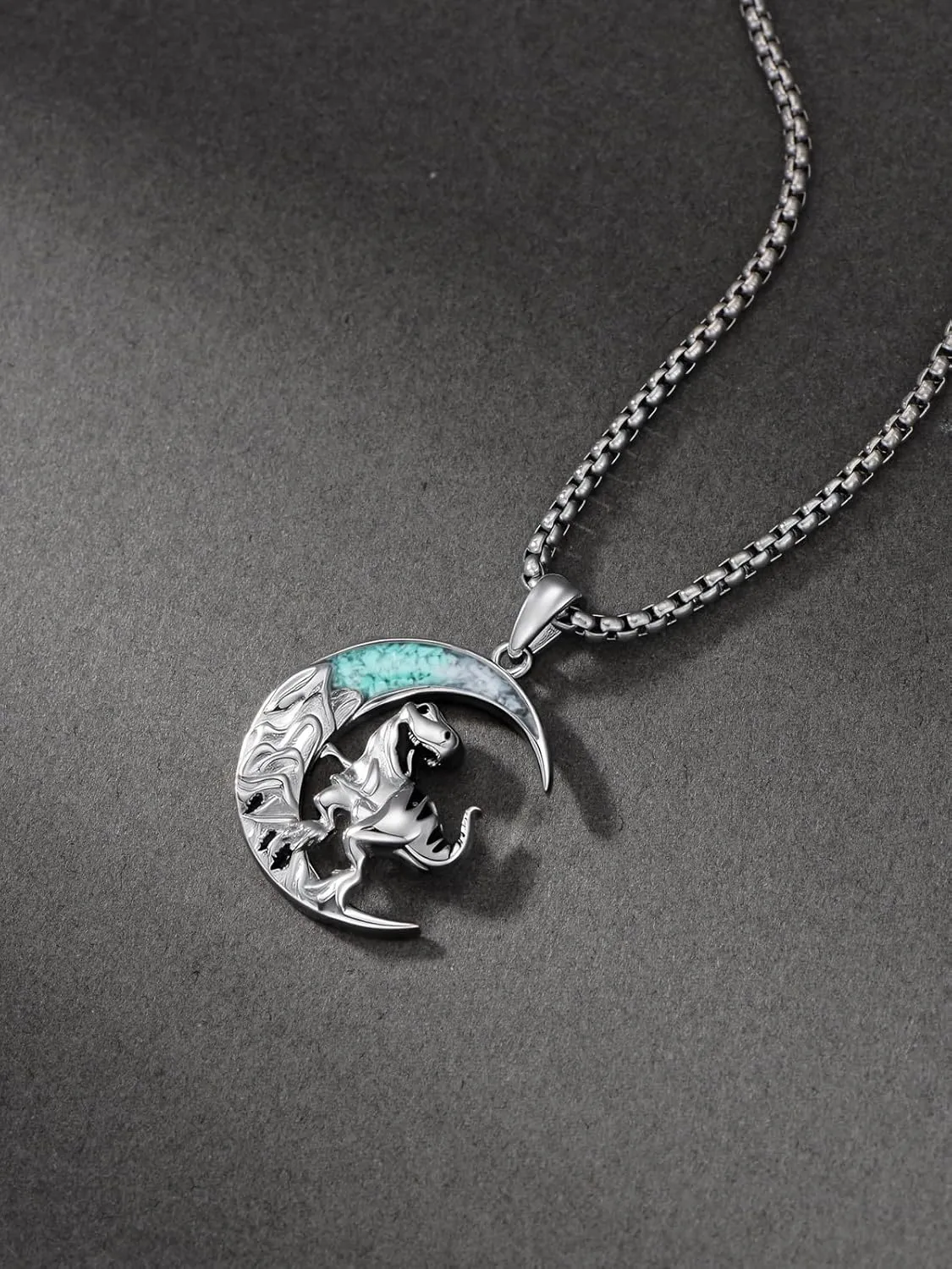 Turquoise Animal Necklace 925 Sterling Silver Crescent Moon Pendant Turquoise Jewelry Gifts for Women