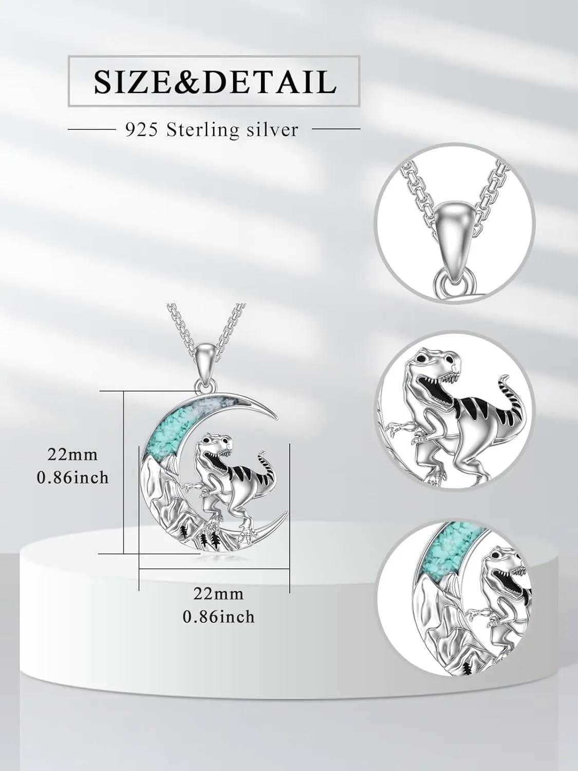 Turquoise Animal Necklace 925 Sterling Silver Crescent Moon Pendant Turquoise Jewelry Gifts for Women