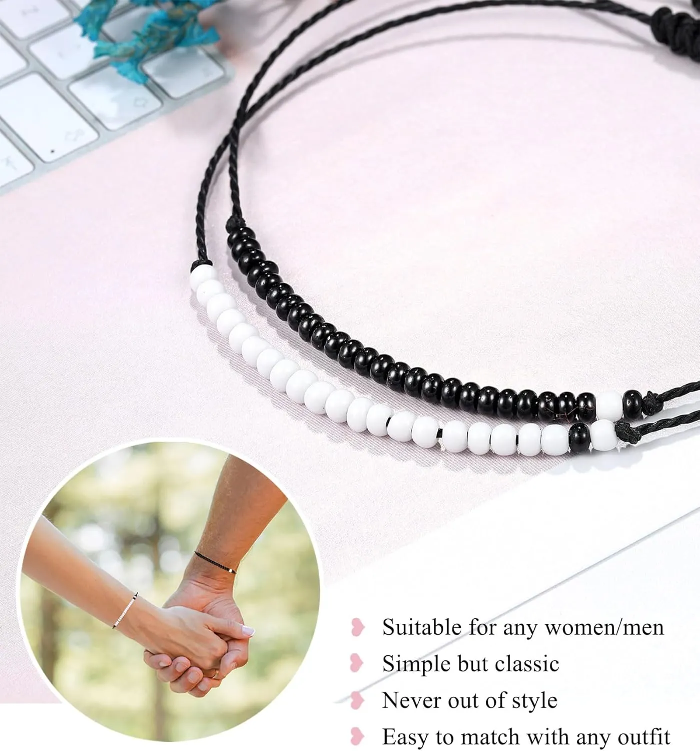 UNGENT THEM Pinky Promise Matching Bracelet for Couples Soulmate Man Distance Relationship Gifts for Women Men Him Her