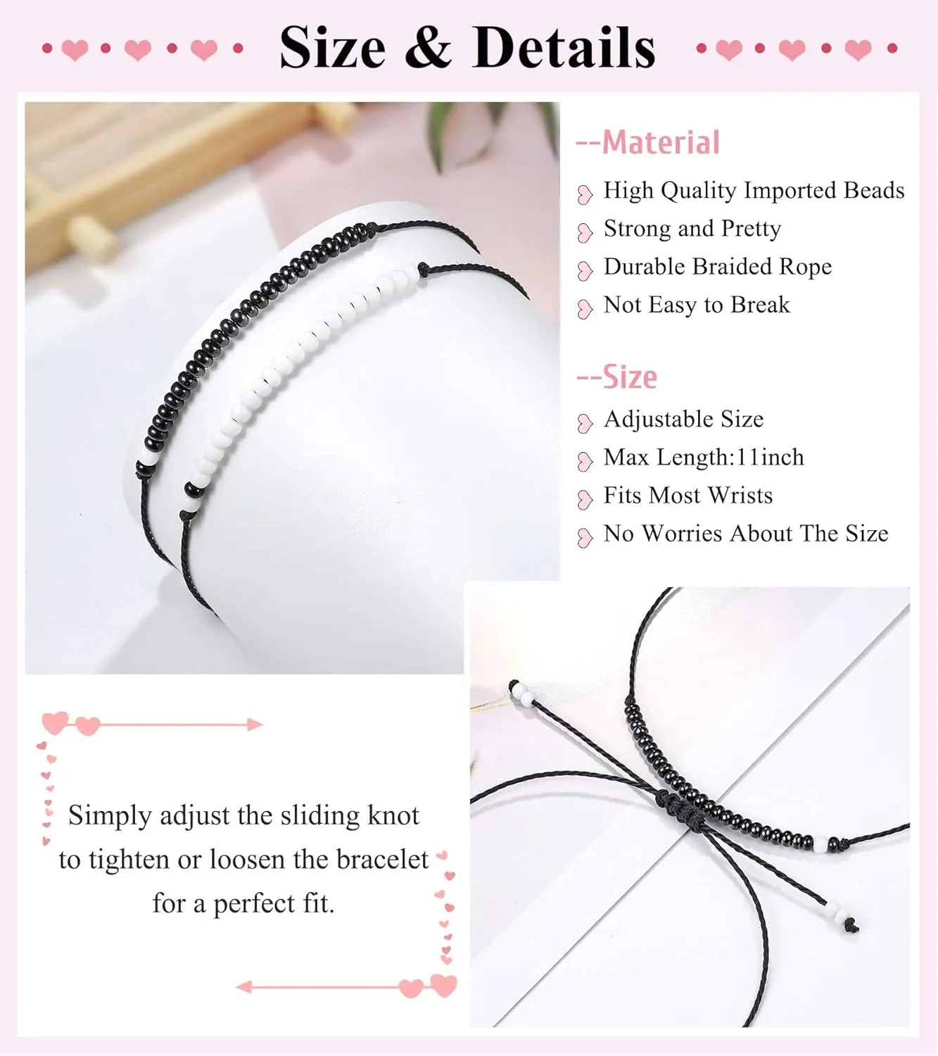 UNGENT THEM Pinky Promise Matching Bracelet for Couples Soulmate Man Distance Relationship Gifts for Women Men Him Her