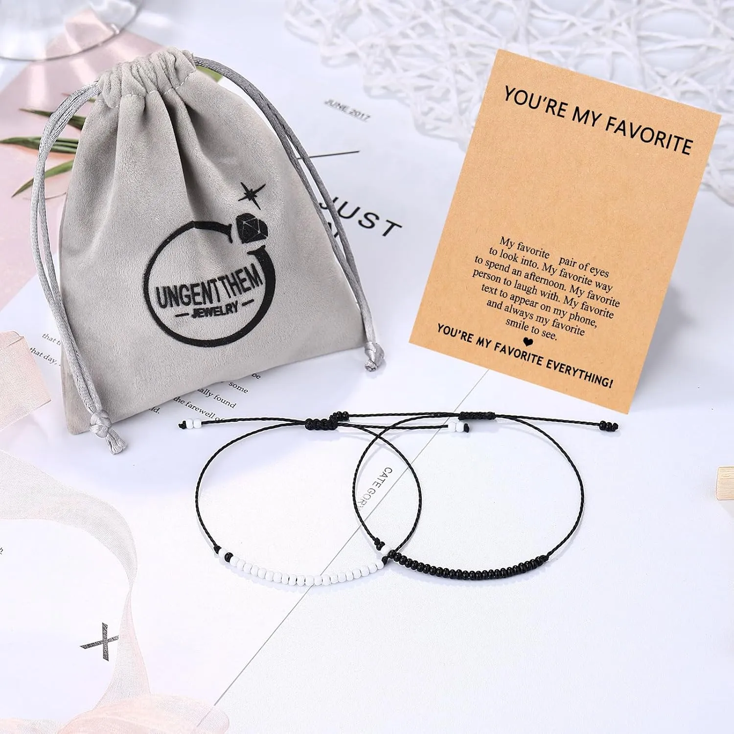 UNGENT THEM Pinky Promise Matching Bracelet for Couples Soulmate Man Distance Relationship Gifts for Women Men Him Her