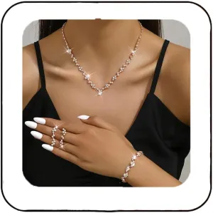 Unicra Bride Crystal Necklace Earrings Set Bridal Wedding Jewelry Sets Rhinestone Choker Necklace Costume Jewelry Set for Women and Brides (3 piece set - 2 earrings and 1 necklace)