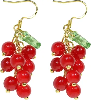 Unique Green Grape Fruit Tassel Earrings for Women Teen Girls Handmade Creative Lovely Simulated 3D Summer Tropical Purple Grapes Fruits Leaf Cluster Acrylic Lightweight Dangle Drop Earrings for Hawaiian Beach Holiday Jewelry Gifts