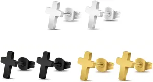 Unisex Simple Tiny Cross Stud Earrings Stainless Steel Body Piercing Jewelry Earrings