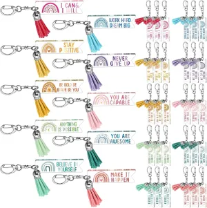 Unittype 30 Pcs Inspirational Keychains Bulk Rainbow Acrylic Clear Keychains appreciation Gifts for Employees Coworker