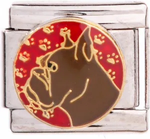 University Gifts Italian European Friendship Bracelet Charms 9 mm Boxer Dog Profile
