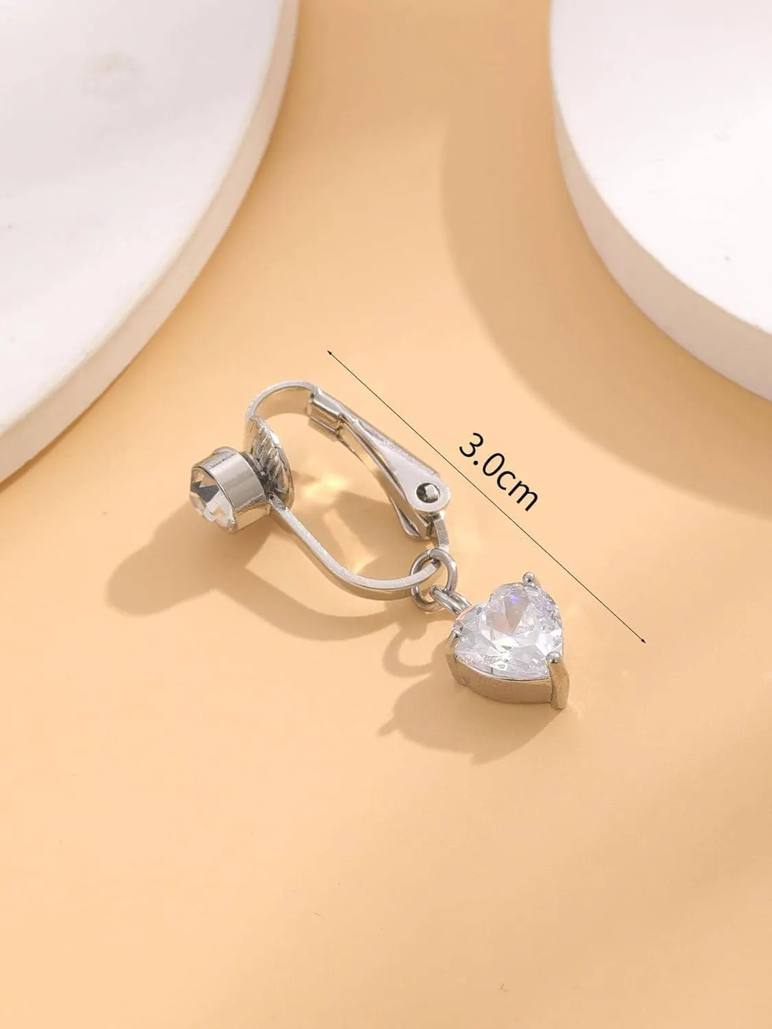 VCMART Fake Belly Piercing Fake Belly Button Piercing Clip on Belly Button Rings Surgical Stainless Steel Non Piercing Fake Belly Ring for Women
