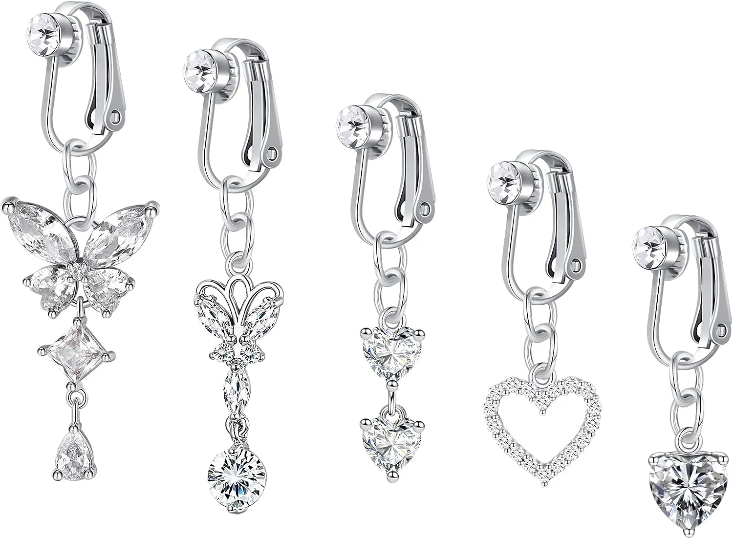 VCMART Fake Belly Piercing Fake Belly Button Piercing Clip on Belly Button Rings Surgical Stainless Steel Non Piercing Fake Belly Ring for Women
