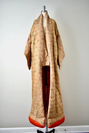 Vintage 1930s-1940s Brown Patterned Silk Matelass