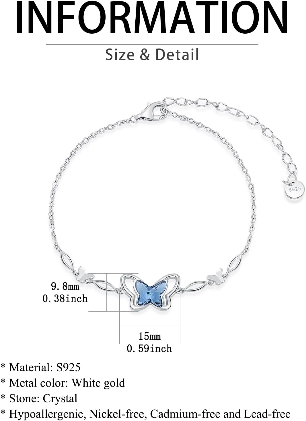 WINNICACA Sterling Silver Bracelet Dragonfly/Butterfly/Ladybug/Four Leaf Clover Celtic Bracelets Adjustable Jewelry Christmas Birthday Gifts for Women