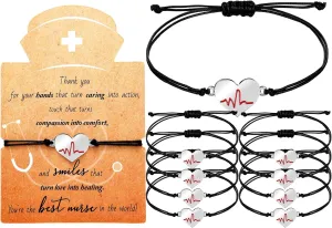 Woanger 50 Sets Nurse gifts Bracelet bulk Heart Stethoscope Appreciation Gifts with Blessing Card for Birthday Nurse Day Graduation