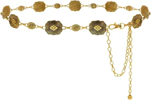Women Concho Chain Belt Western Cowgirl Waist Chain Adjustable Metal Link