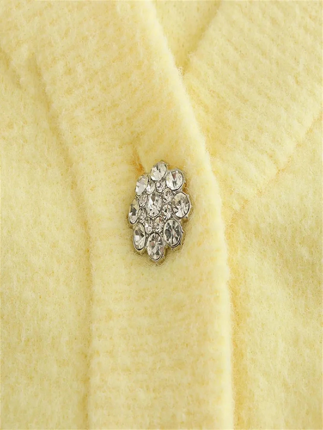 Women Fashion Jewel Button Crop Knit Cardigan Sweater V Neck Long Sleeve Pullovers Tops