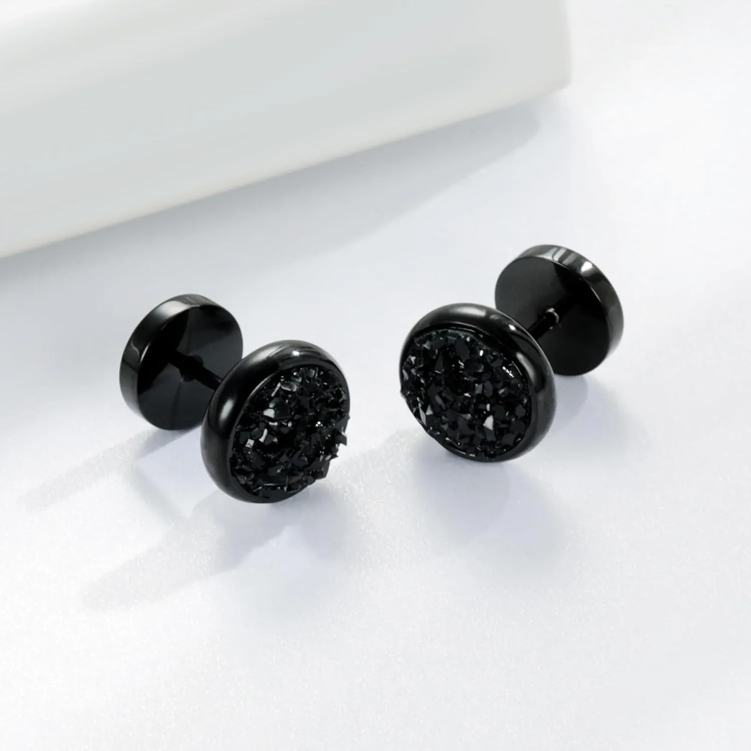 Women Men Flat Back Stud Earrings Non-Nickel Crystal Stone Earrings Titanium Stainless Steel Hypoallergenic Cartilage Earrings Stud for Sensitive Ears