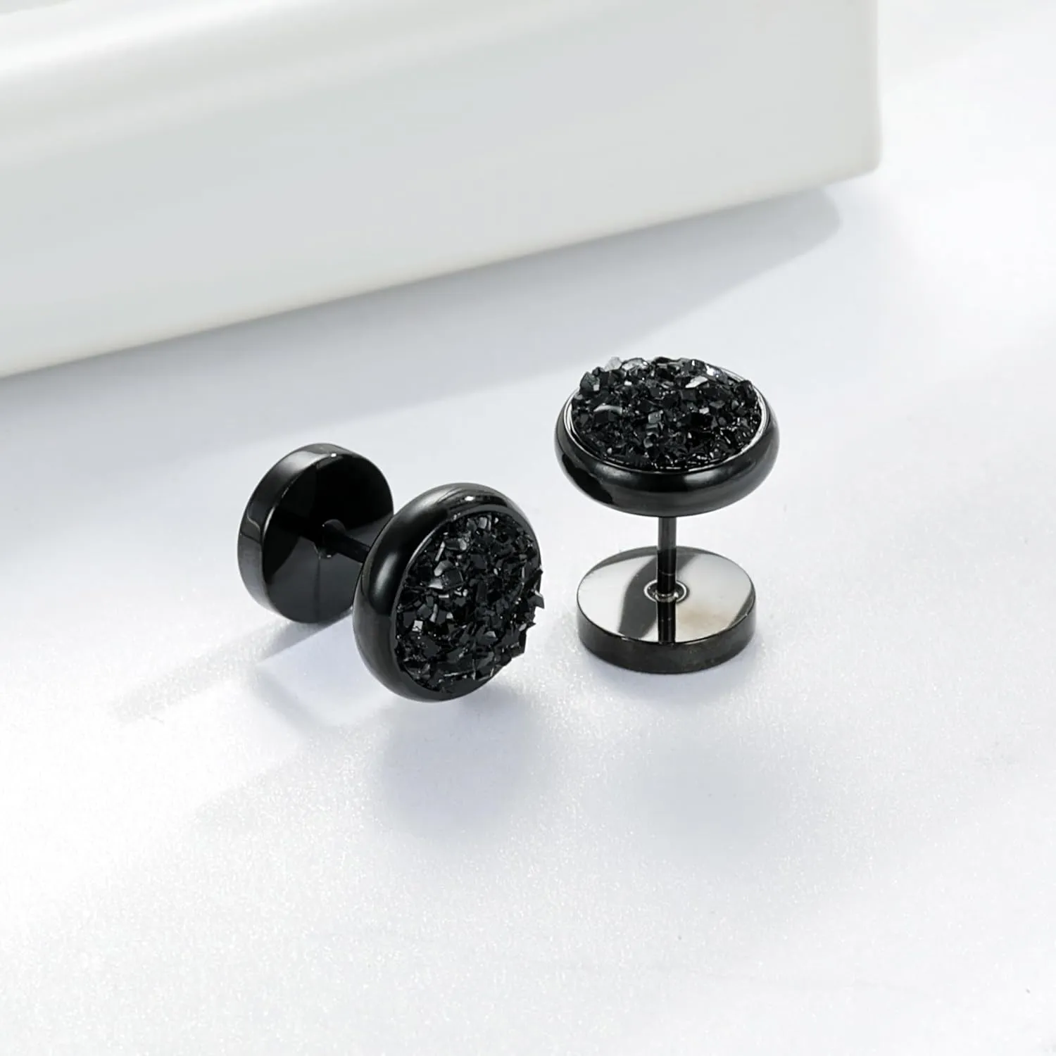 Women Men Flat Back Stud Earrings Non-Nickel Crystal Stone Earrings Titanium Stainless Steel Hypoallergenic Cartilage Earrings Stud for Sensitive Ears