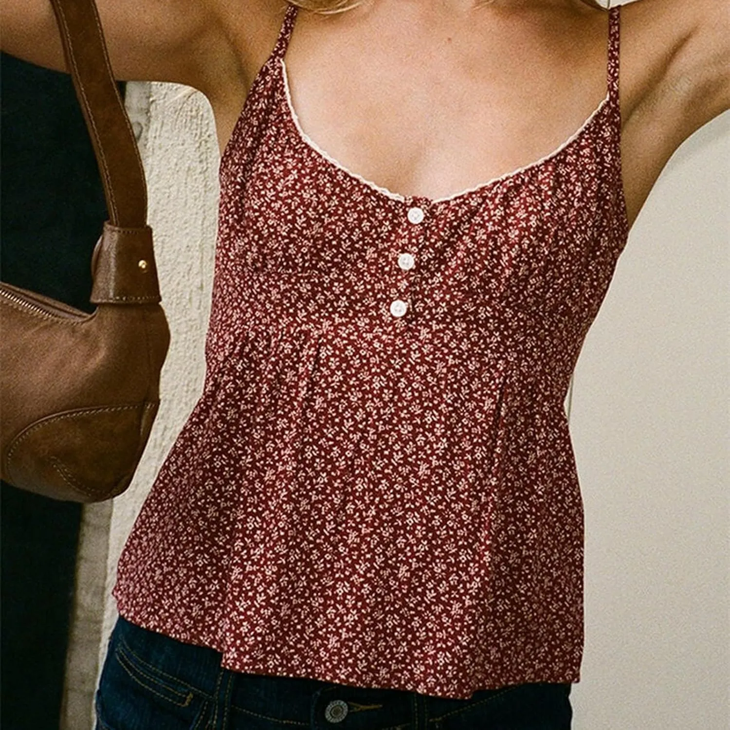 Women Vintage Peplum Tank Tops Spaghetti Straps Lace Trim Y2k Camisole Fairy Grunge Cami Shirts Aesthetic Clothes