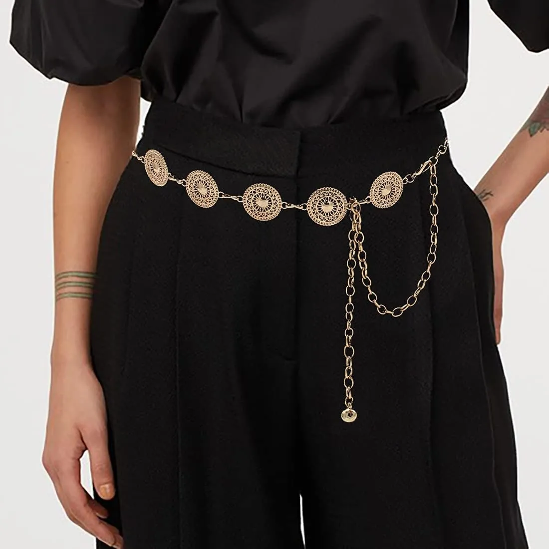 Women's Chain Belt Metal Waist Belt Chunky Belly Link Belt