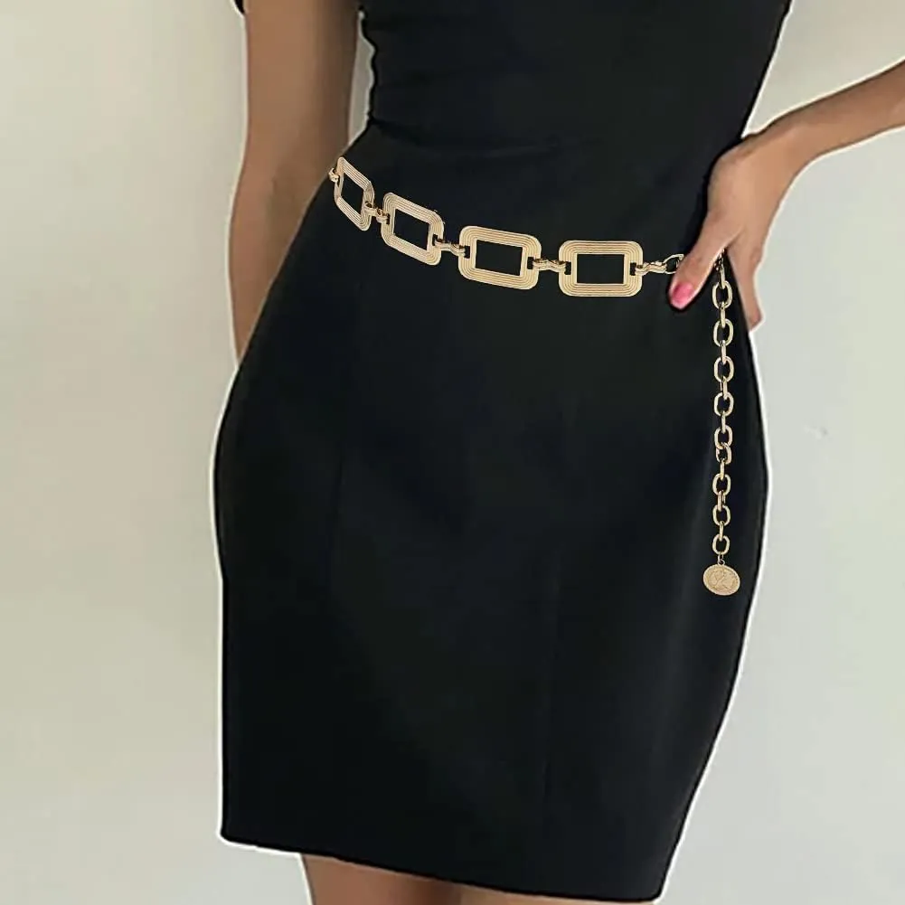 Women's Chain Belt Metal Waist Belt Chunky Belly Link Belt