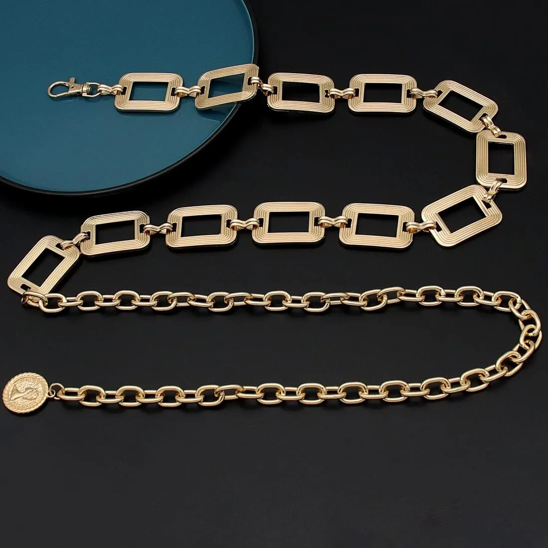 Women's Chain Belt Metal Waist Belt Chunky Belly Link Belt
