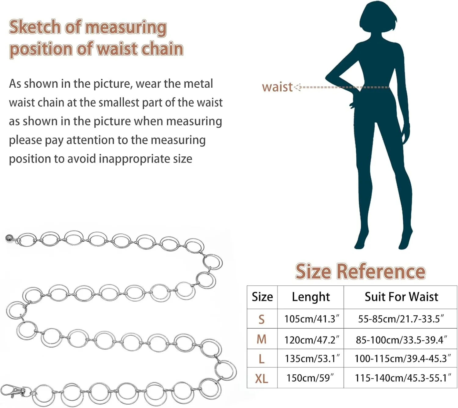 Women's Waist Chain Belts Adjustable Metal Waist Belt Belly Link