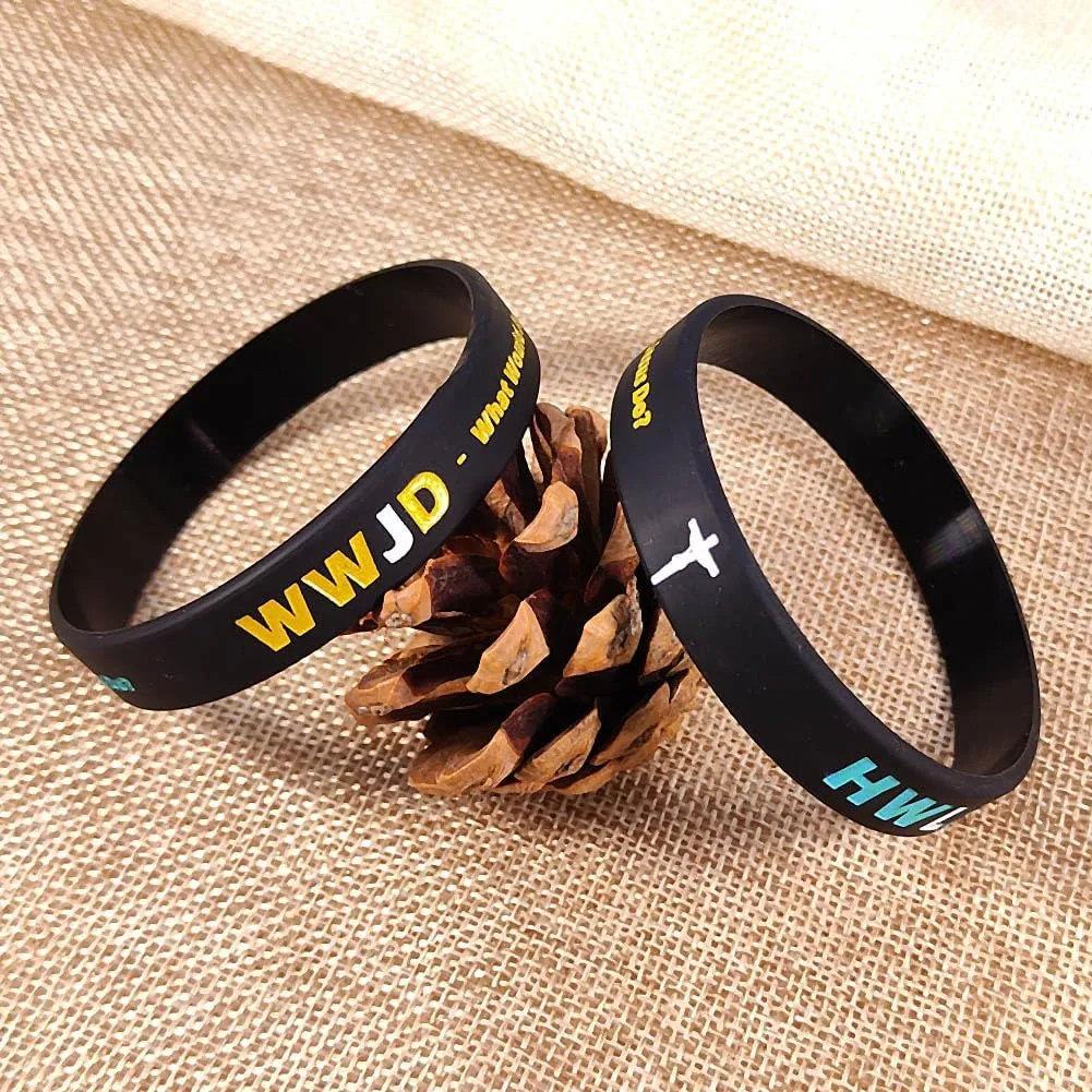 WWJD Bracelets for Men Women What Would Jesus Do He Would Love First Rubber Wristbands Inspirational Religious Reminder Jewelry HWLF Faith Jesus Bracelet Christian Prayer Baptism Gift
