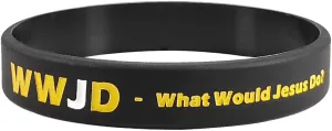 WWJD Bracelets for Men Women What Would Jesus Do He Would Love First Rubber Wristbands Inspirational Religious Reminder Jewelry HWLF Faith Jesus Bracelet Christian Prayer Baptism Gift