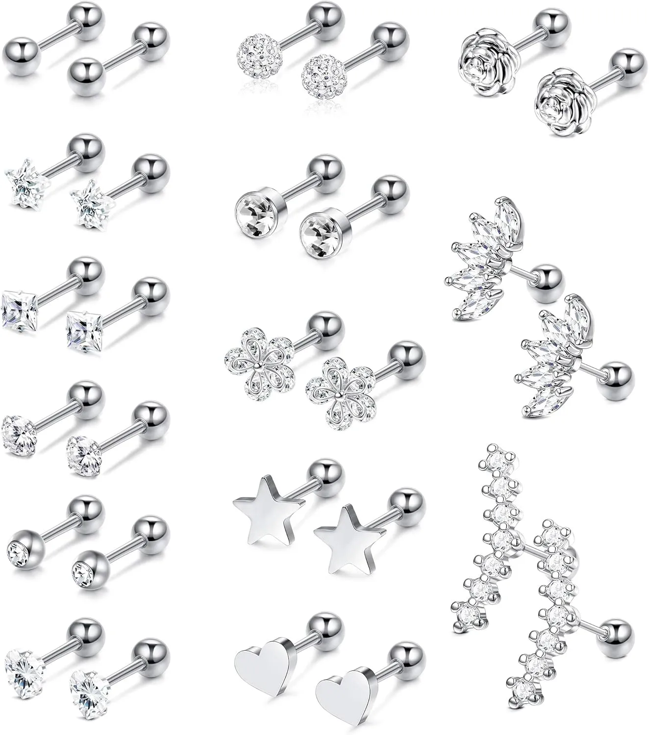YADOCA Surgical Steel Cartilage Earrings for Women Men Cartilage Piercing Jewelry Stainless Steel Tragus Earrings Gold Cartilage Earring Sets for Multiple Piercing Conch Helix Tragus Piercing Jewelry