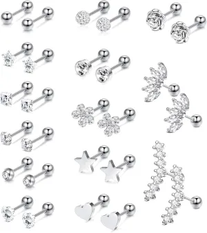 YADOCA Surgical Steel Cartilage Earrings for Women Men Cartilage Piercing Jewelry Stainless Steel Tragus Earrings Gold Cartilage Earring Sets for Multiple Piercing Conch Helix Tragus Piercing Jewelry