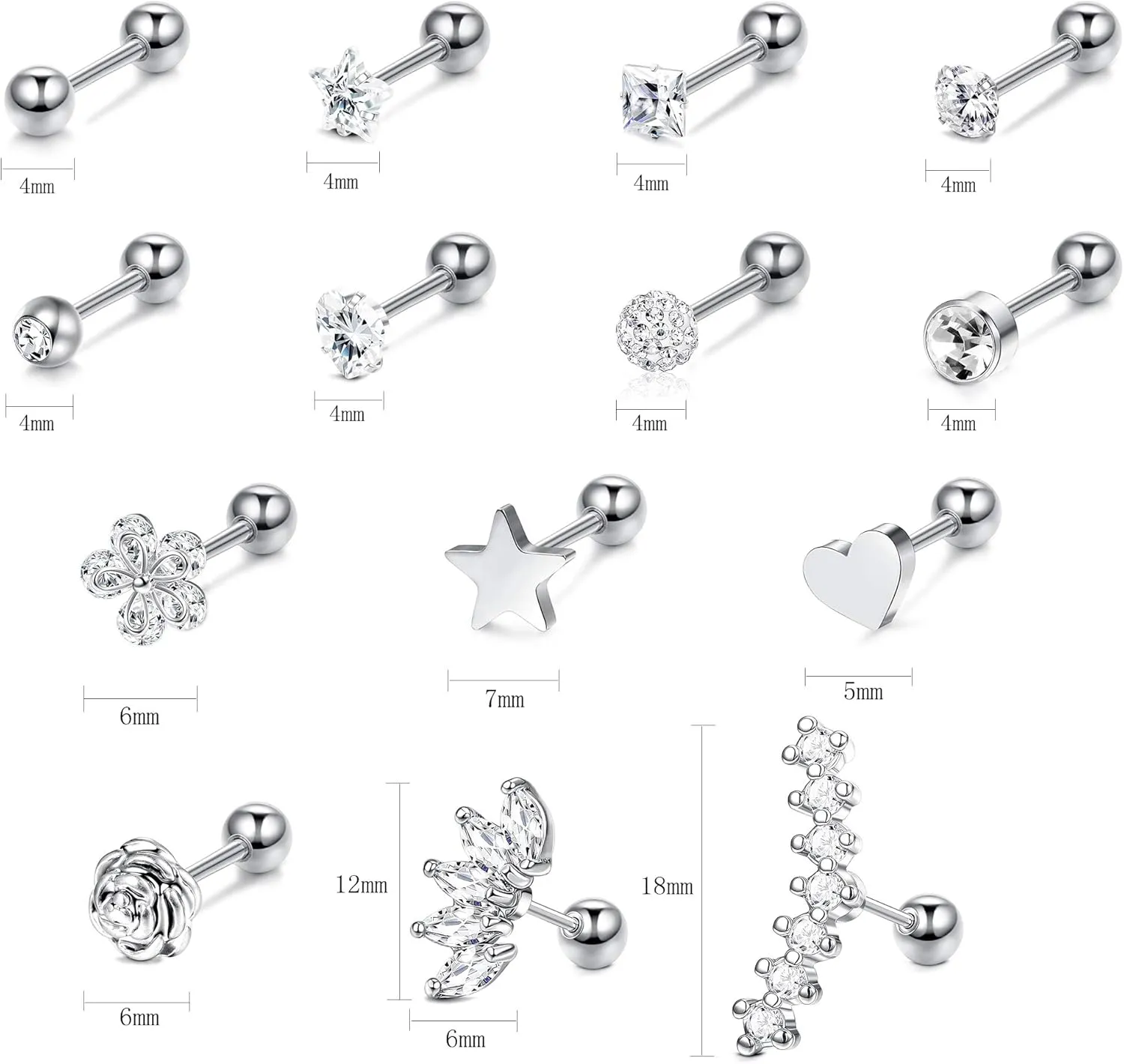 YADOCA Surgical Steel Cartilage Earrings for Women Men Cartilage Piercing Jewelry Stainless Steel Tragus Earrings Gold Cartilage Earring Sets for Multiple Piercing Conch Helix Tragus Piercing Jewelry