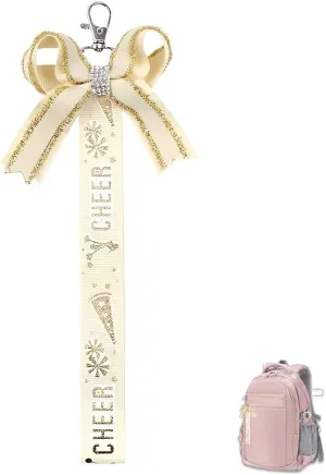 YALLNASL Pin Me Cheer Keychain for Toddlers Girls Cheerleader Gifts for Teens Women Cheer Bows for Backpack School Bag