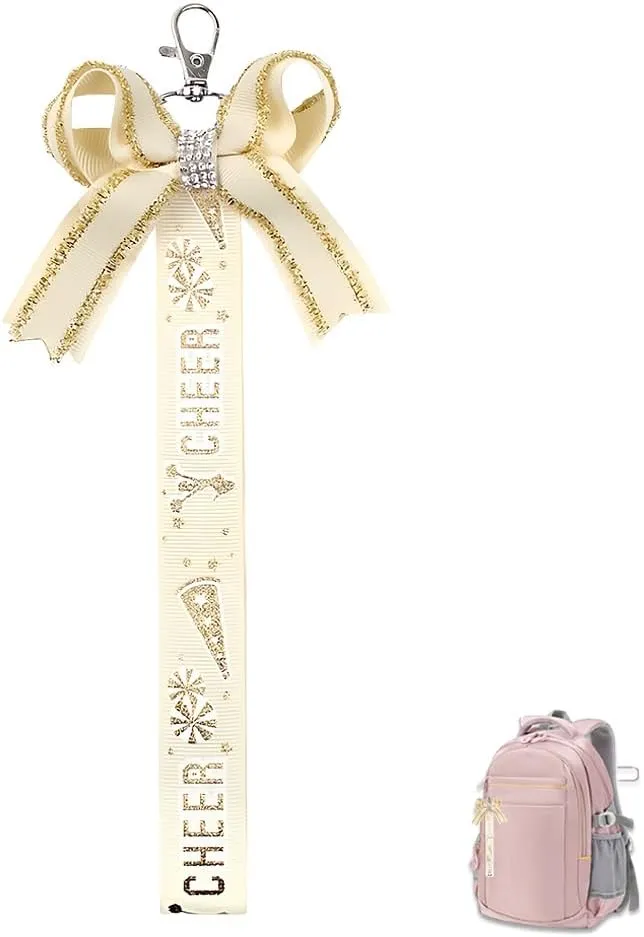 YALLNASL Pin Me Cheer Keychain for Toddlers Girls Cheerleader Gifts for Teens Women Cheer Bows for Backpack School Bag