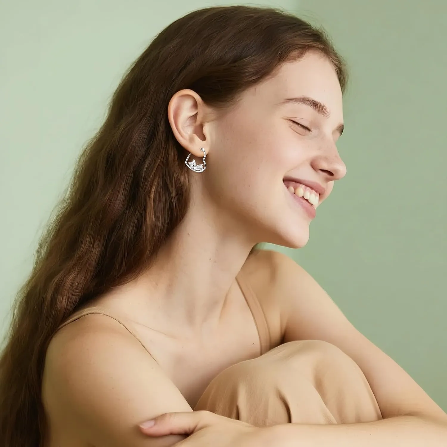 YFN Animal Earrings Sterling Silver Animal Heart Hoop Dangle Earrings Cute Jewelry Gifts for Women