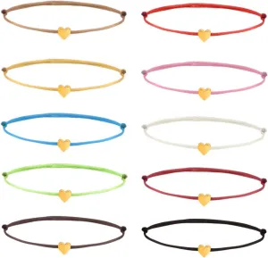 YJT Heart Wish Bracelet That Fall Off Make A Wish Red String Bracelets for Women Teen Girls Handmade Jewelry Adjustable 7" to 11.8", 10 pc