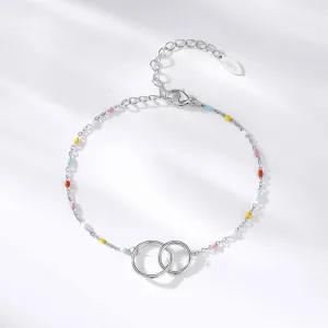 You're Never Alone Emotional Support Interlocking Bracelet, S925 sterling Silver Bracelet, Inspirational Bracelets for Women, Friendship Beaded Bracelet, Thoughtful Gifts for Yourself, Friend, Family