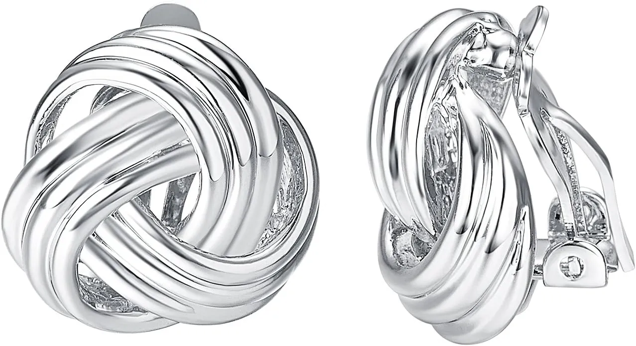 Yoursfs Knot Multicolor Clip on Earrings For Women Silver and gold Plated Large Non Pierced Floral Earrings