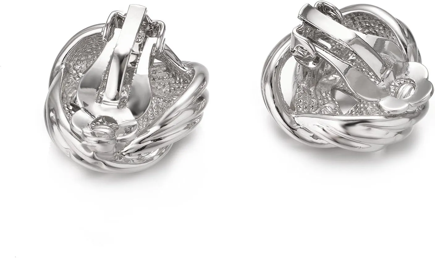Yoursfs Knot Multicolor Clip on Earrings For Women Silver and gold Plated Large Non Pierced Floral Earrings