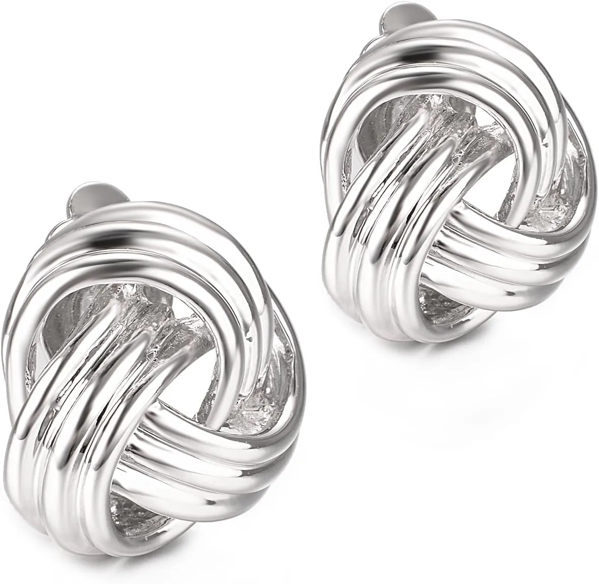 Yoursfs Knot Multicolor Clip on Earrings For Women Silver and gold Plated Large Non Pierced Floral Earrings