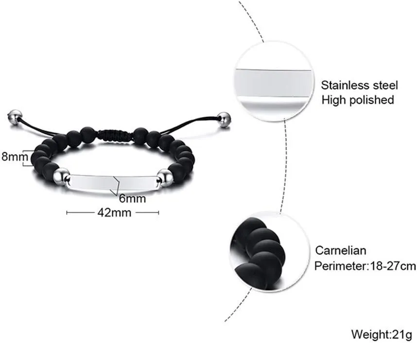 ZKXXJ Witches Knot Bracelet for Women Men Celtic Knot Link Bracelets Stainless Steel Black White Onyx Stone Witchcraft Geometric Protection Amulet Jewelry Gifts for Him Her,Adjustable