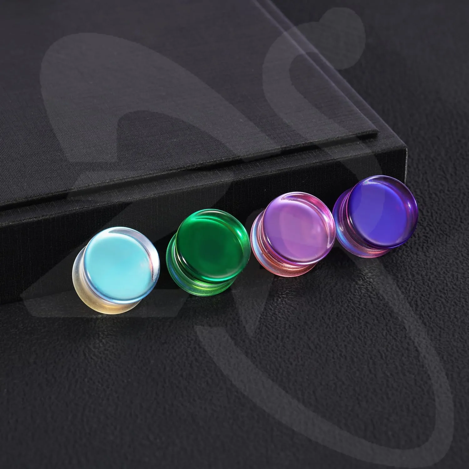 ZS 1 Pair Double Flared Gauges for Ears, Solid Glass Ear Gauge Plugs Earrings for Women Men, Colorful Ear Stretch Expanders 2G 0G 00G 1/2" 9/16"